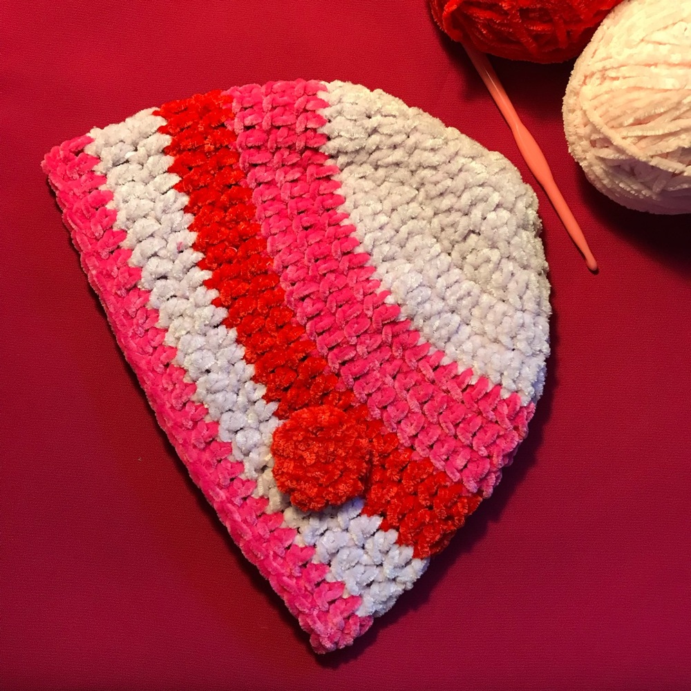 Handmade Crochet Pink Stripes Beanie